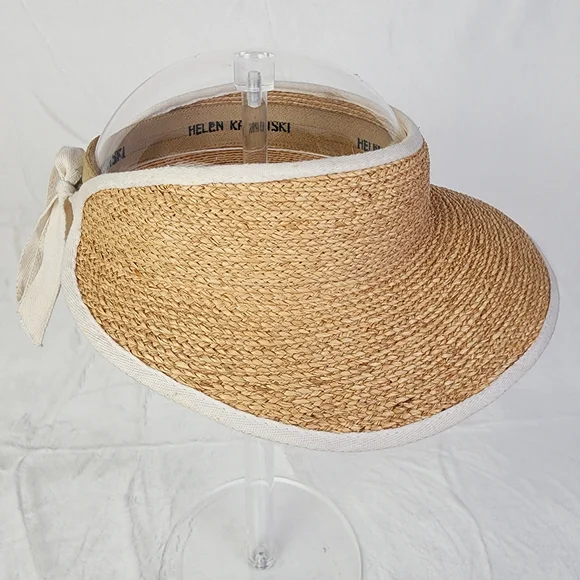 Helen Kaminski Mai Australian Raffia Visor with Tie Back Womens Packable Sun Hat - Picture 3 of 7